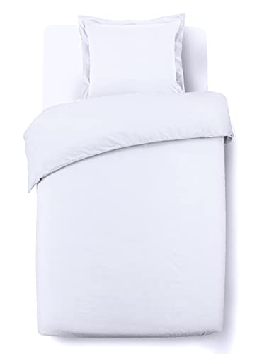 VISION Juego de Ropa de Cama de Color Blanco Liso – Funda nórdica de 140 x 200 cm con 1 Funda de...