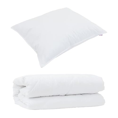 vidaXL Set de edredón 155 x 200 cm, Almohada 60 x 70 cm, Blanco, Microfibra Extra Caliente, Ideal...