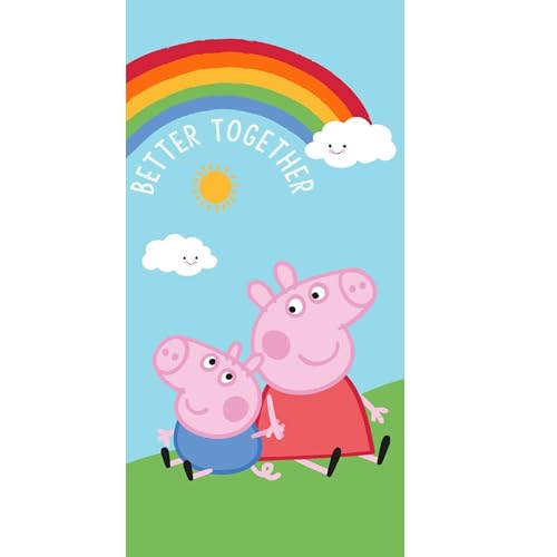 AC-Deco Peppa Pig – Toalla de playa de algodón arcoíris – Multicolor – 70 x 140 cm