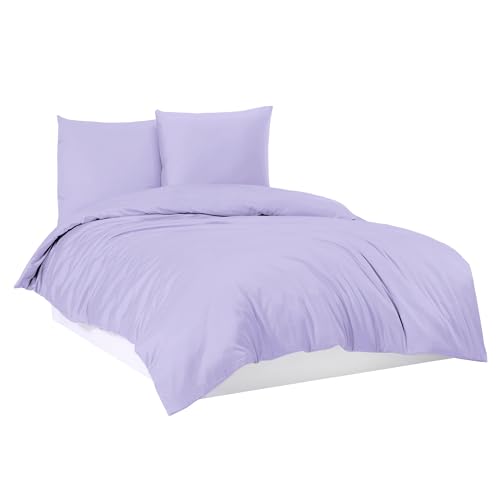 Mixibaby Juego de ropa de cama con funda nórdica 100% algodón, color lila, 200 x 220 cm