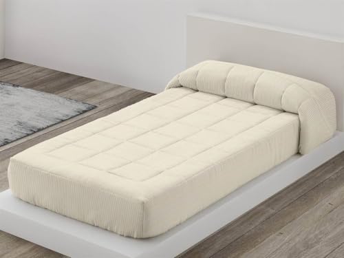 Lanovenanube - Edredón Ajustable Raya Cama 105 - Color Beig