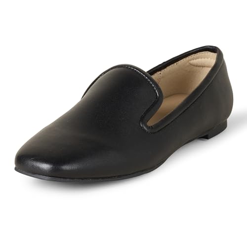 Amazon Essentials Mocasines Suaves y Minimalistas Mujer, Negro Cuero de Imitación, 42 EU