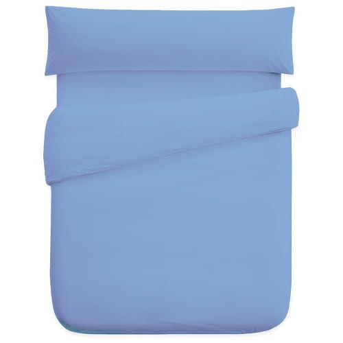 ForenTex- Funda N&oacute;rdica (Celeste), Cama 150 cm, Set Completo 3 Piezas: Funda, Bajera Ajustable y...