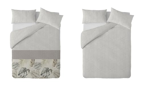 Textilhome – Funda Nórdica Cama 180 Botanic - Microfibra Juego Edredón Nórdico (260x240 cm) con...