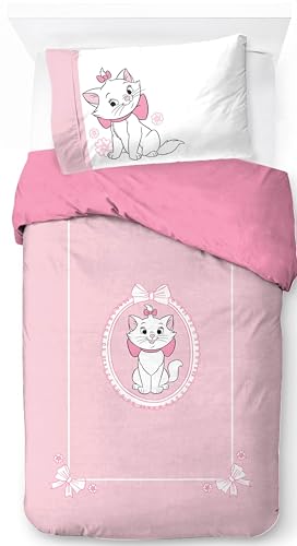 Jay Franco Disney Aristogats - Juego de funda n&oacute;rdica para cama individual, 100% algod&oacute;n, incluye...