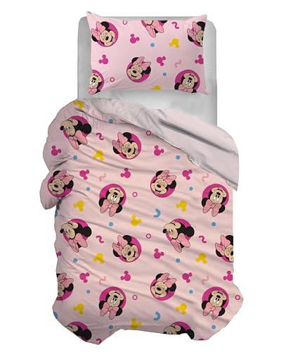 Minnie Mickey - Juego de Funda nórdica Individual de algodón, Rosa, Funda nórdica de 155 x 200...