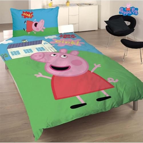 Peppa Pig Funda Nórdica Reversible, 150x220 cm, 2 Piezas, Microfibra, para Cama 90 cm, Diseño...