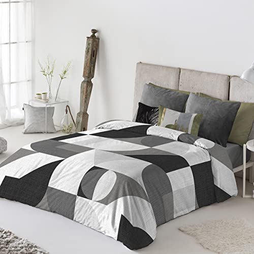 Funda NÓRDICA GEOR Gris DE ANTILO (Cama 105 cm.)