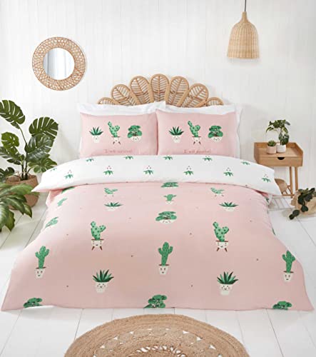 Rapport Home Juego de Ropa de Cama Individual de Microfibra, Reversible, dise&ntilde;o de Cactus, Color...