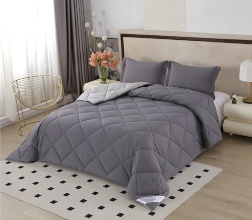 NORA HOME Edredon Cama 90 Gris Reversible. Nivel Térmico Muy Alto 4.5/5. 400 gr/m² Fibra 3D....
