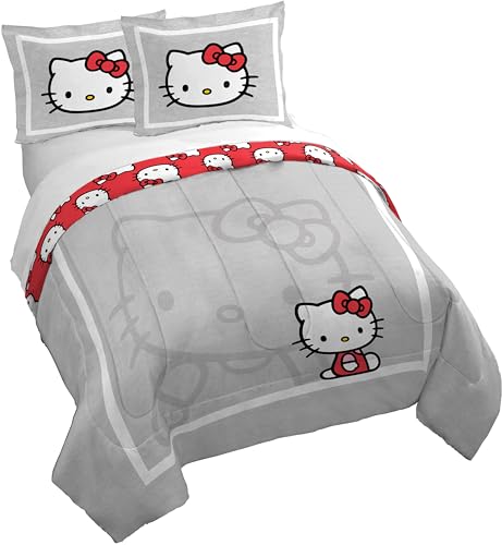 Jay Franco Sanrio Hello Kitty - Juego de funda de edred&oacute;n y funda de almohada, 3 piezas, s&uacute;per...