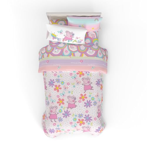 Franco Peppa Pig - Juego de edredón y sábanas súper Suaves con Funda, 5 Piezas, tamaño...