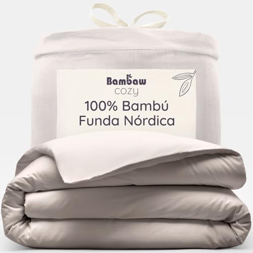 Bambaw Funda N&oacute;rdica 260x240 cm Bamb&uacute;, para Cama 180/200 cm, Sabanas Transpirables, Sabanas Frio...