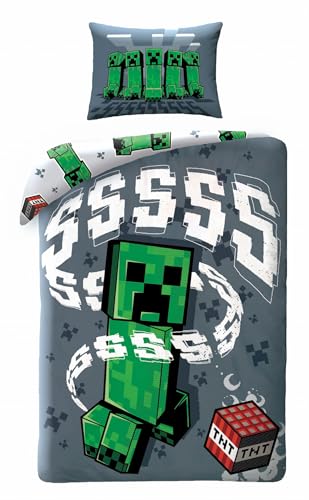 Halantex Minecraft - Juego de cama (140 x 200 cm + 70 x 90 cm, 100% algod&oacute;n)