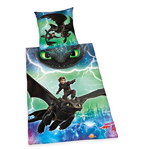 Herding DreamWorks Dragons - Juego de Ropa de Cama, 100% algod&oacute;n, Multicolor, &Ouml;sterreichische...