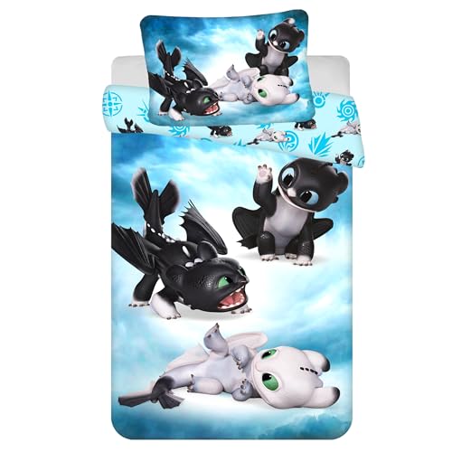 sarcia.eu C&oacute;mo Entrenar a tu drag&oacute;n Ropa de Cama Reversible, Juego para Cuna con Cremallera, 100%...