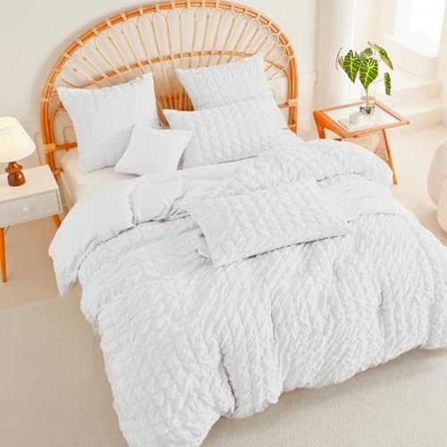 Summer Aesthetic - Juego de ropa de cama de 4 piezas de sirsaca a cuadros beige de microfibra de 135...