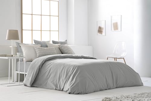 ANTILO TEXTIL - Funda Nórdica Cama 180 - Diseño Liso en Color Gris - 100% Algodón - Medidas...