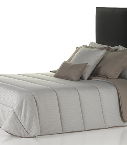 Belnou Tacto Seda Rayas 300Gr Edredón Nórdico Stripe, Microfibra, Piedra, 180x220x8 cm