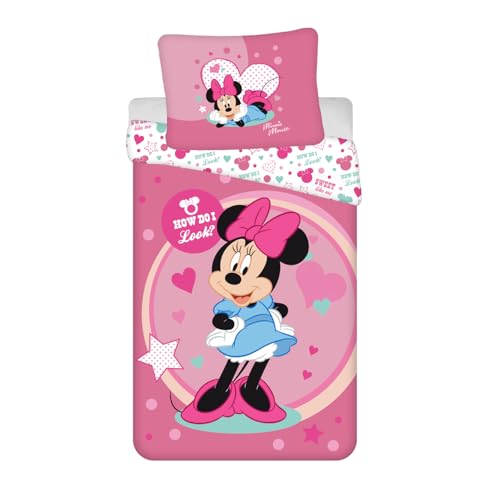 Jerry Fabrics Minnie Sweet Like me Juego de Cama Funda Nórdica de 140 x 200 cm y una Funda de...