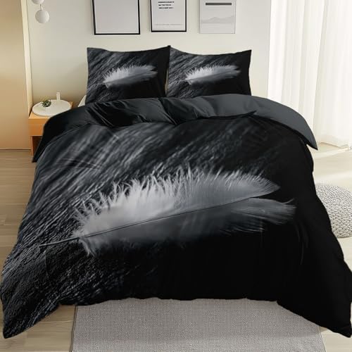 Funda Nórdica Pluma Minimalista Moderna Funda Edredón Decorativa 3D – Juego De Cama Transpirable...