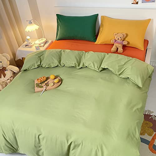 Ropa de Cama de Color Puro Minimalista Funda Nórdica 3 Piezas, Juego de Funda de Edredón Naranja...