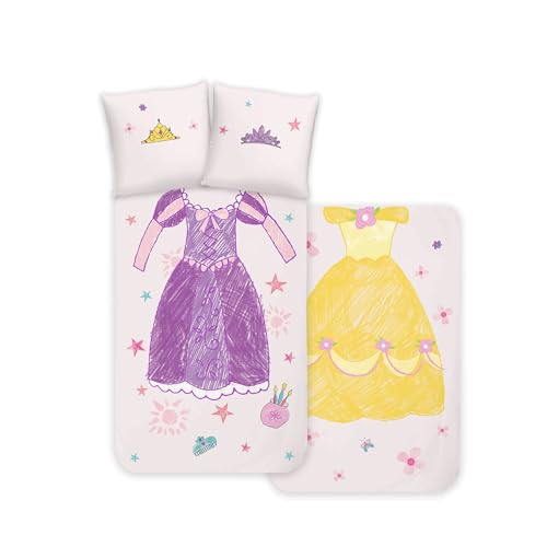 Disney Home Princess - Juego de Cama Infantil - Princesa Belle y Rapunzel - Reversible con...