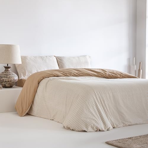 Funda Nórdica ALTUBE Mostaza algodón 180 Hilos Funda de edredón para Cama de 90 (150x220 cm) + 1...