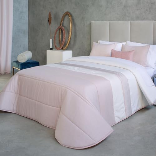 Reig Marti Edredón ASSARI B3, Jacquard, 150 g/m², Poliéster y Algodón, Rosa, Cama de 150 cm (150...