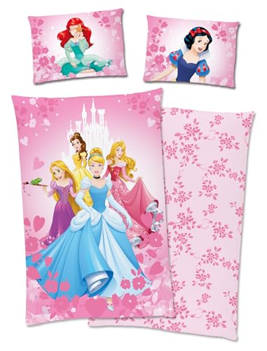 Disney Princess Ariel Cenicienta Rapunzel Belle Aurora Ropa de cama, 40 x 60 + 100 x 135 cm, 100%...