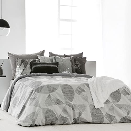 Antilo Funda nórdica Jacquard MAGUI - Color Gris - Cama 150 Cm con Almohada Partida