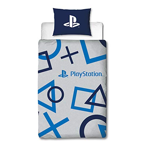 PlayStation - Funda de edredón para Cama Individual, Color Azul, con Licencia Oficial de Sony...