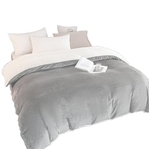 Espesar Franela Juego De Funda,Invierno Mantener Caliente Funda Gris Funda De Edredón,180x200cm