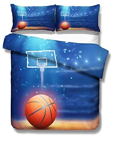 EU-VV Juego De Cama Funda Nórdica Microfibra Cepillada 3D Vida del Baloncesto Niños Niño Y Niña...