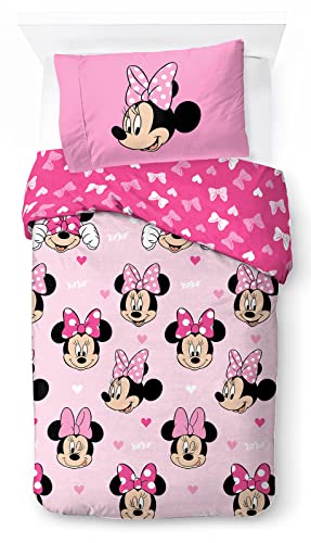Jay Franco Disney Minnie Hearts & Love Juego de Ropa de Cama Infantil 100% Algodón 135 x 200 cm...