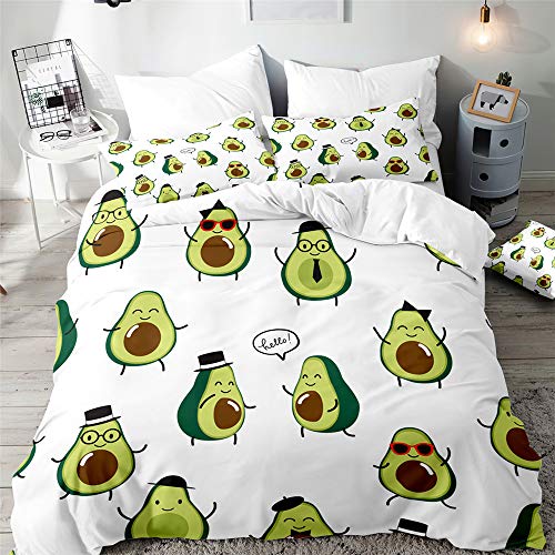 Fansu Juego De Ropa De Cama Verde, Impresi&oacute;n de Aguacate Microfibra Funda De Edred&oacute;n con...