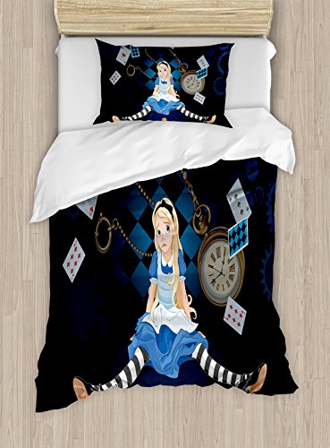 Alicia en el pa&iacute;s de las maravillas Funda de edred&oacute;n Set por Ambesonne, crecido tama&ntilde;o Alice...