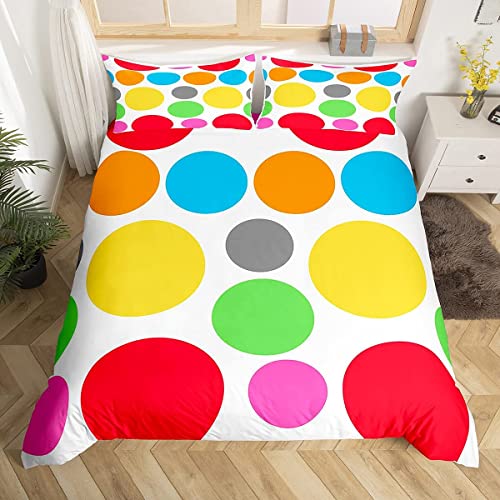 Juego de funda de edred&oacute;n con estampado de c&iacute;rculos coloridos para ni&ntilde;os individuales con punto...