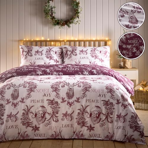 Simply Charlotte Santa Joy - Juego de Funda de edred&oacute;n para Cama Doble, dise&ntilde;o navide&ntilde;o, Color...