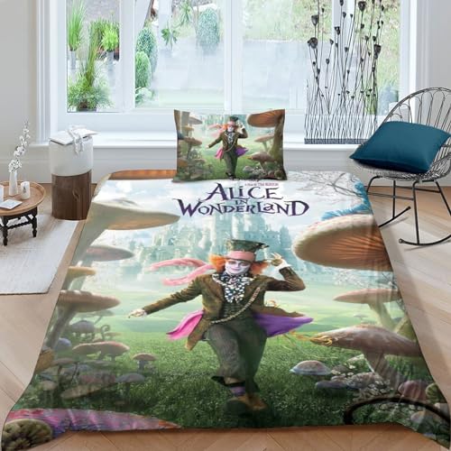 Juego De Ropa De Cama De, 3D Alicia en el Pa&iacute;s de Las Maravillas Impresi&oacute;n Microfibra Juego De...