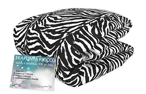 Tex family Edredón de invierno con estampado de cebra, fabricado en Italia, 1 plaza