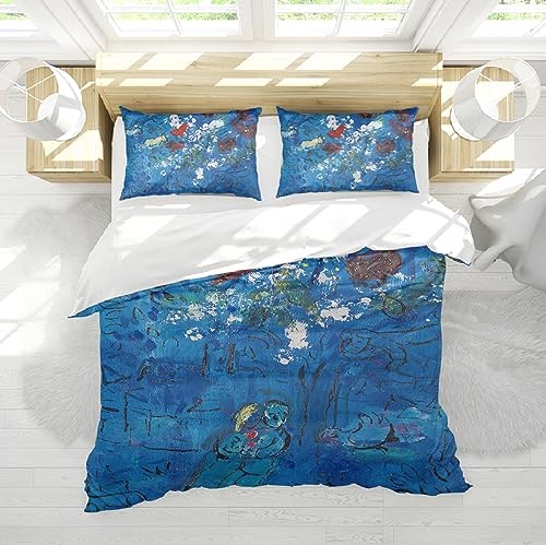 Marc Chagall Style Funda de edredón Set 3 Piezas Le Bouquet Au Dessus De Vence Soft Microfiber...