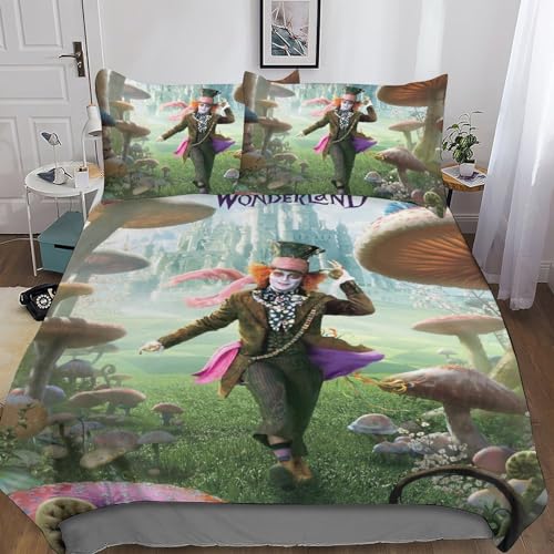 BYTUGI Juego De Funda De Edred&oacute;N para Alicia en el Pa&iacute;s de Las Maravillas,Juego De Funda N&oacute;Rdica...