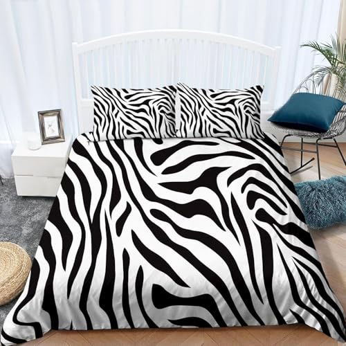 Funda Nordica Cama 135/150 Estampado de Cebra, Suave Transpirable Microfibra Ropa de Cama Estampado...