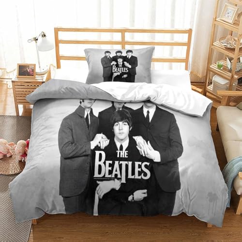 The Beatles Juego De Ropa De Cama Juego De Funda N&oacute;rdica para Impresi&oacute;n 3D Juego De 2 Piezas Funda...