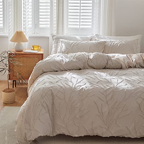 GETIYA Ropa de cama de 220x240 cm, para hombre y mujer, color beige, diseño de rama aesthetic,...