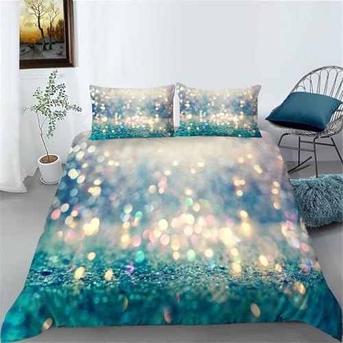 Funda N&oacute;rdica Cama 90 Lentejuelas Verdes Funda Edredon 150x200 cm Ropa de Cama con 2 Funda Almohada...