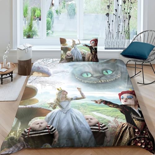 Juego De Ropa De Cama para Alicia en el Pa&iacute;s de Las Maravillas con Impresi&oacute;n En 3D, Juego De Funda...