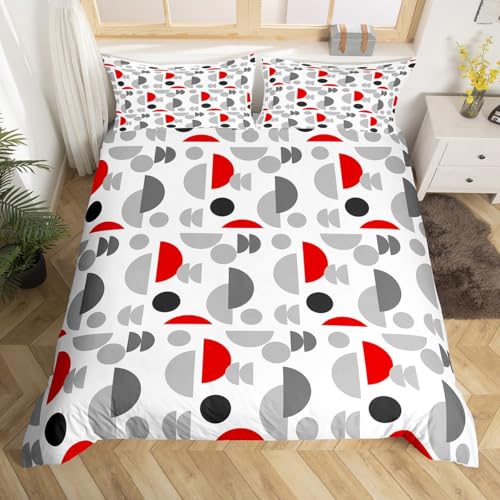Loussiesd Juego de funda de edredón con estampado geométrico moderno, tamaño doble, redondo,...