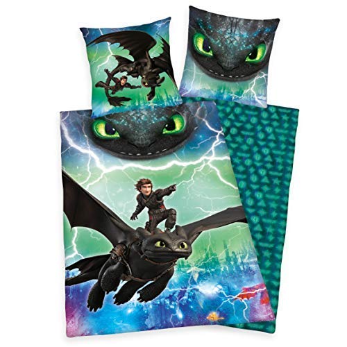 Dragons Ropa de Cama Liso Dragones Brillan en la Oscuridad 135 X 200cm Regalo Wow -...
